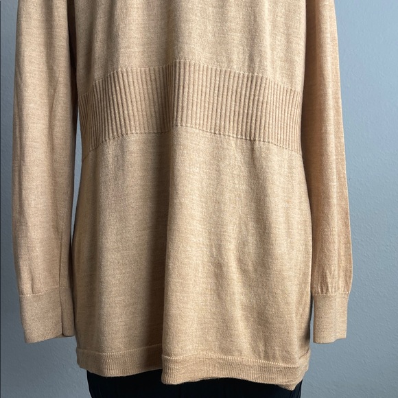 100% Merino Wool Elegant Camel Color Women's Open Cardigan Size Medium - Picture 11 of 12